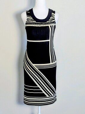 BANANA REPUBLIC Women's Sleeveless Sheath Dress  Size XS Black White